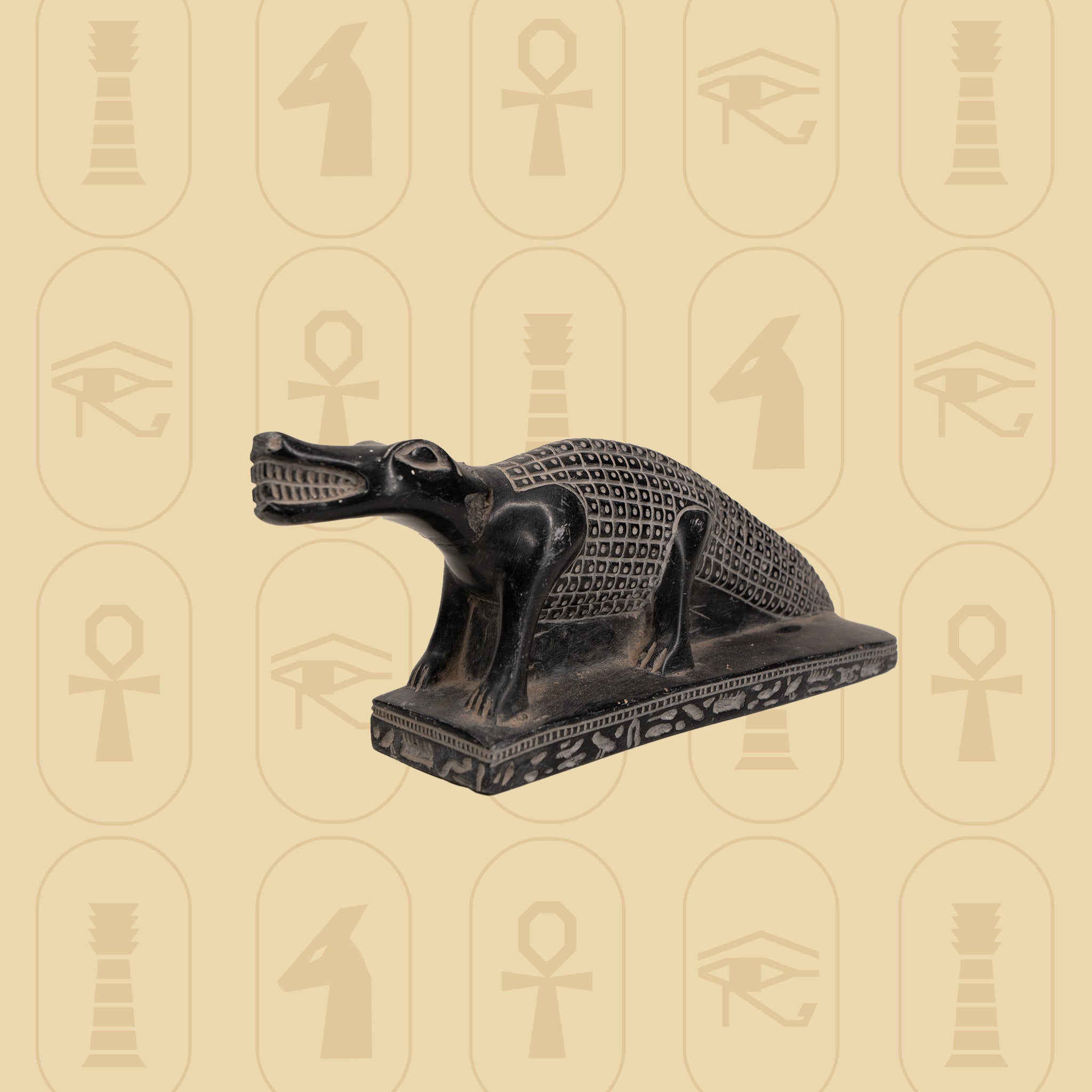 Sobek Statue – Black-Enhanced Alabaster