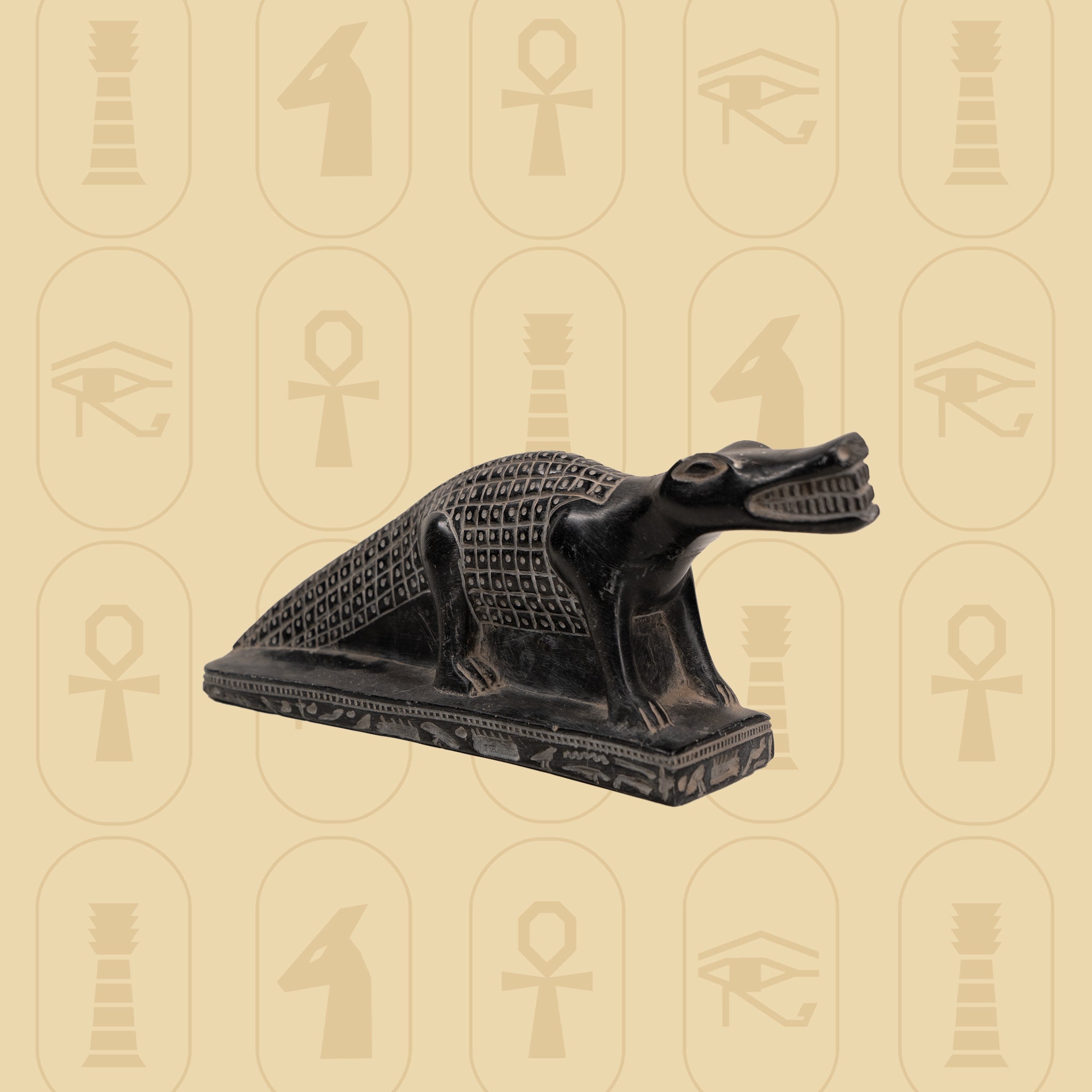 Sobek Statue – Black-Enhanced Alabaster