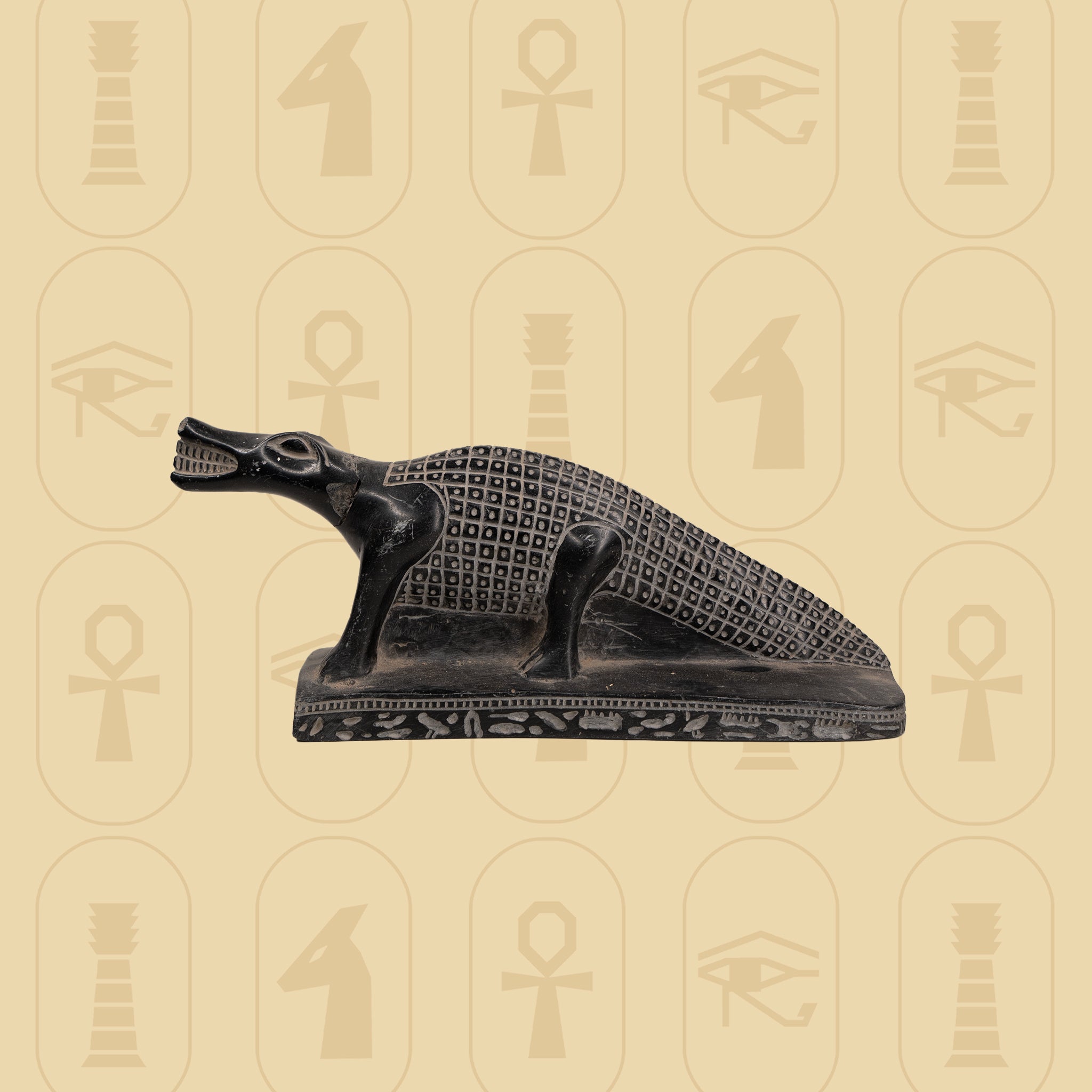 Sobek Statue – Black-Enhanced Alabaster