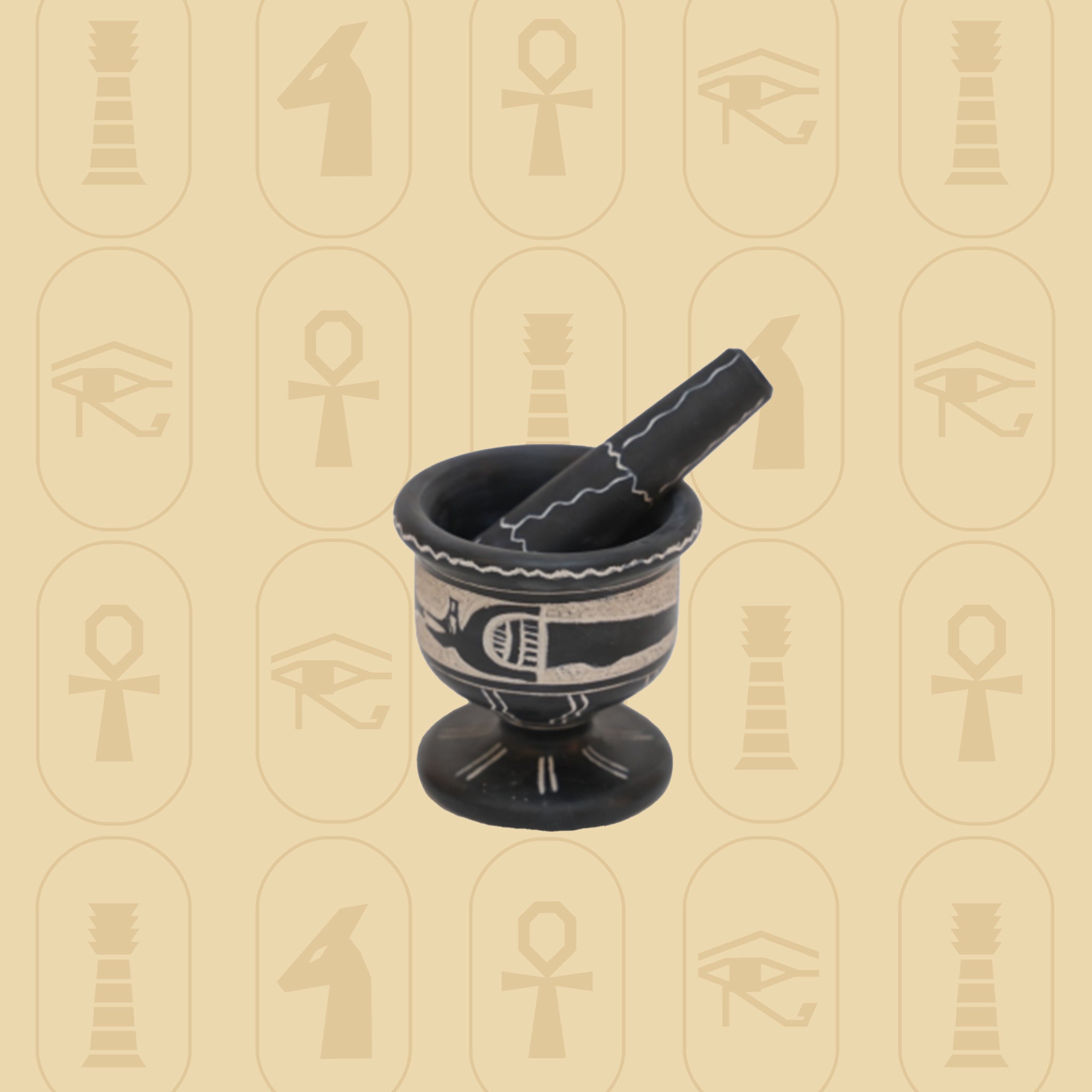 Pharaonic Decorative Mortar & Pestle
