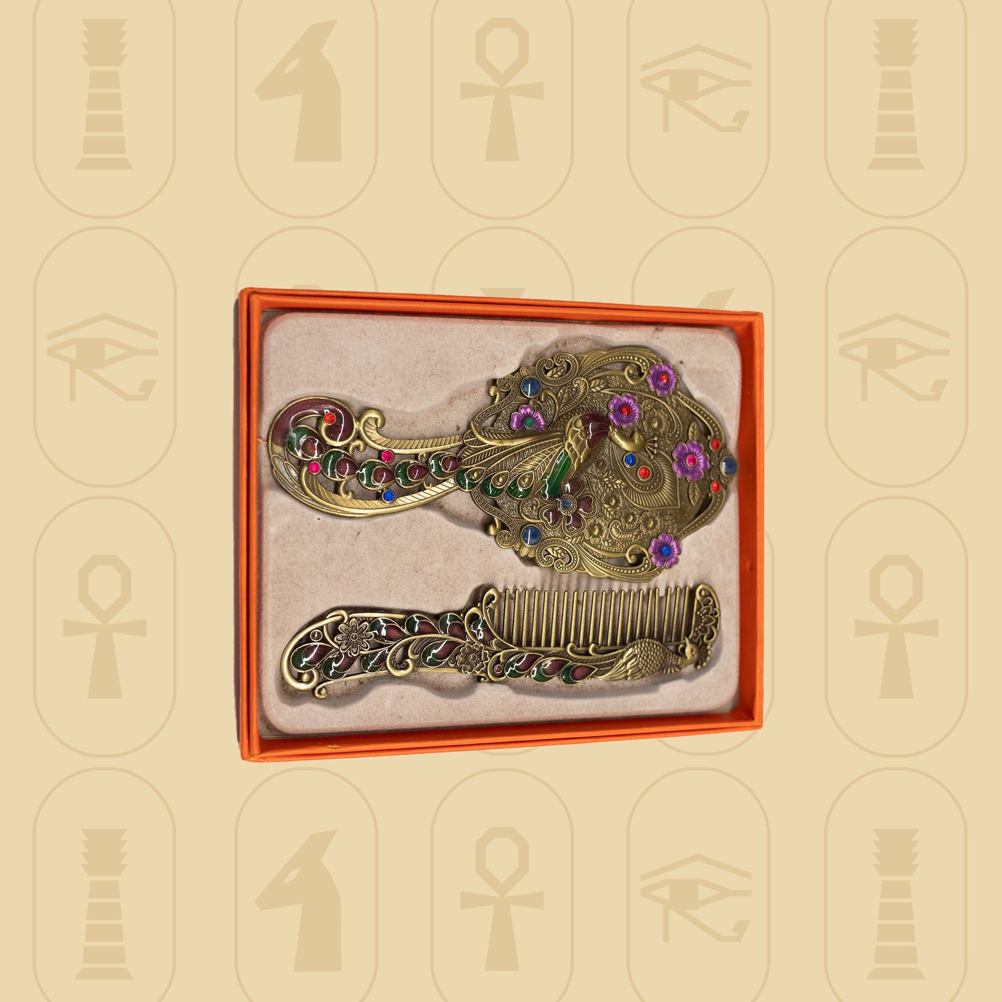 Small Pharaonic Mirror & Comb Set