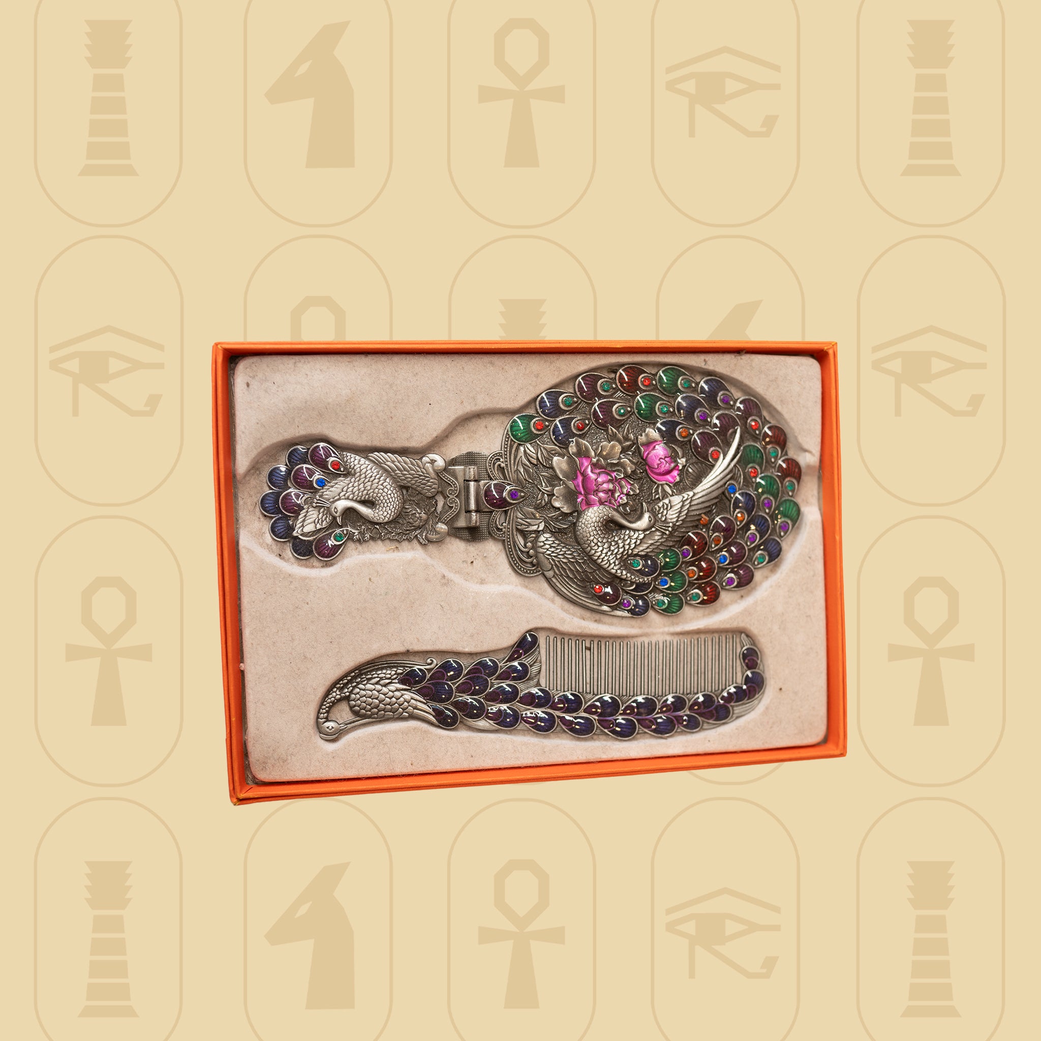 Large Pharaonic Mirror & Comb Set